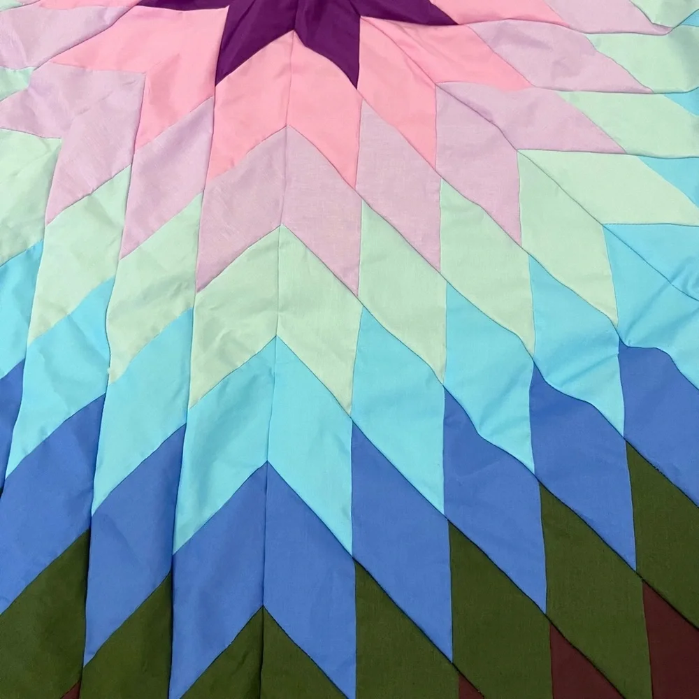 Texas Lone Star Patchwork Cotton Quilt Top/Topper Machine pieced 86x86”